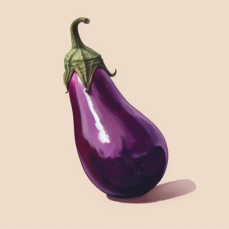 Purple Eggplant with Green Stem