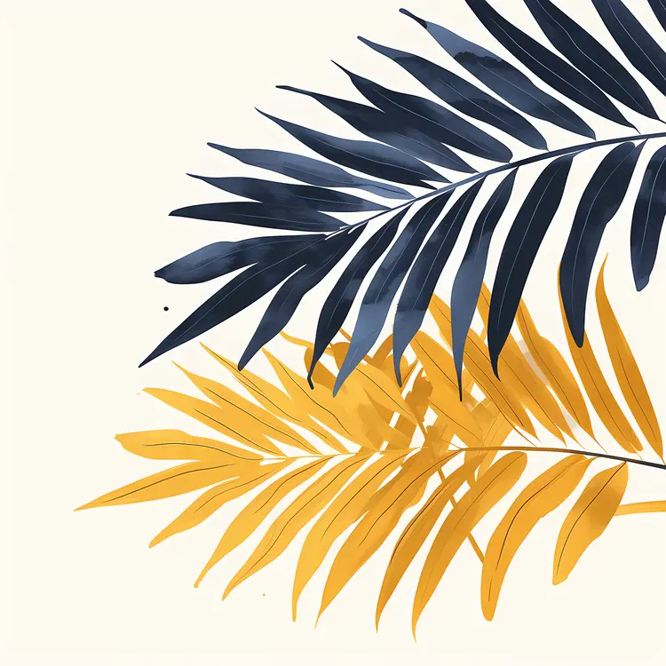 Yellow and Blue Palm Leaves Illustration
