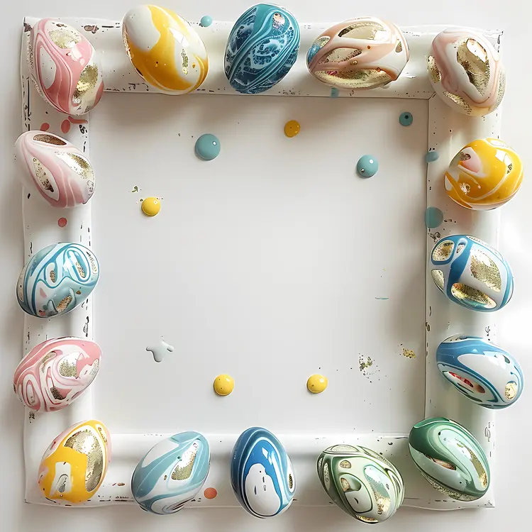 Colorful Decorated Easter Eggs in a Frame