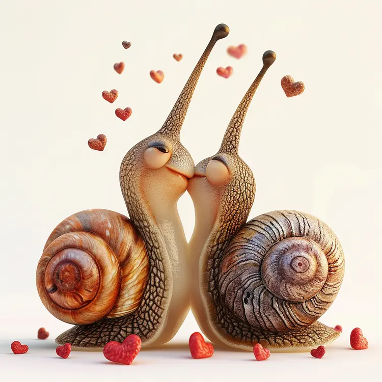 Snails in Love with Hearts