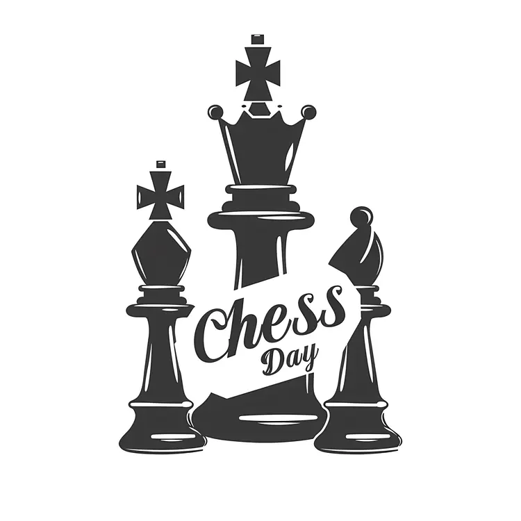 Chess Day King, Queen, and Bishop Pieces