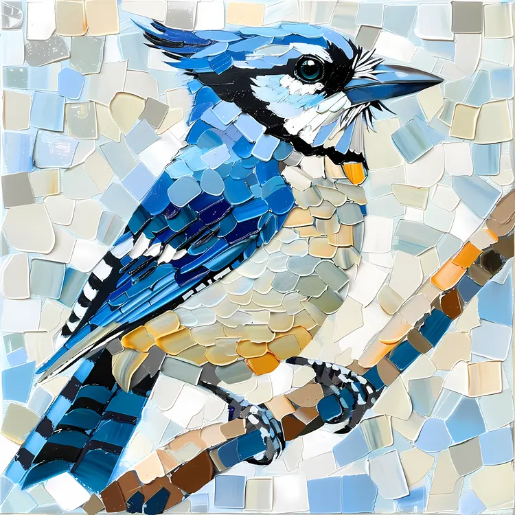 Detailed Blue Jay Mosaic