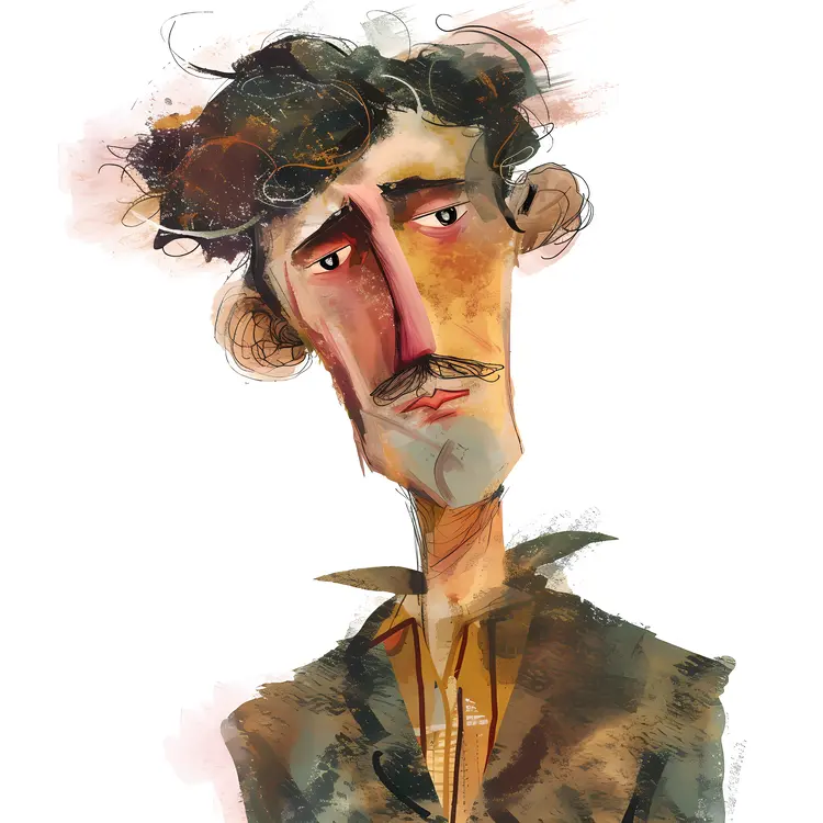 Cartoon Man with Sad Expression
