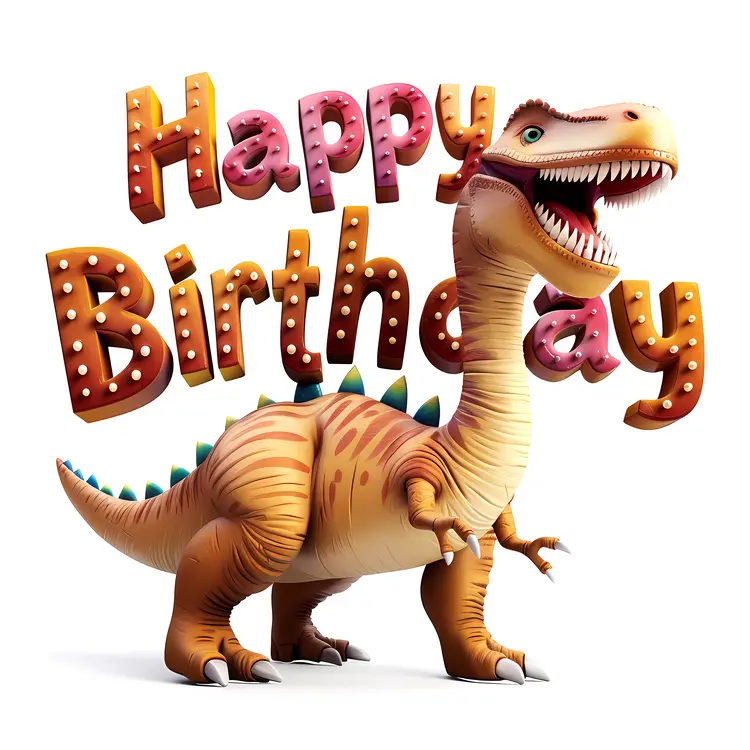 Happy Birthday Yellow Dinosaur Cake Topper