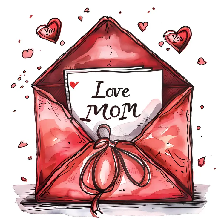 Love Mom Card with Hearts