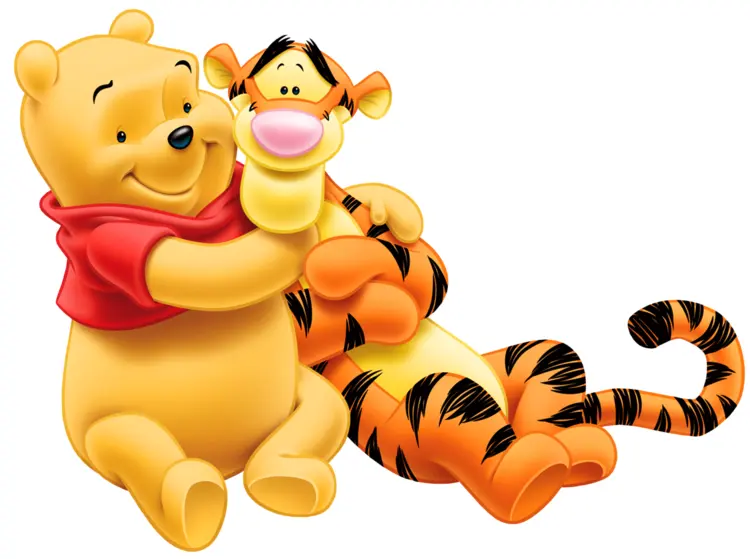 Yellow Bear and Orange Tiger Hugging