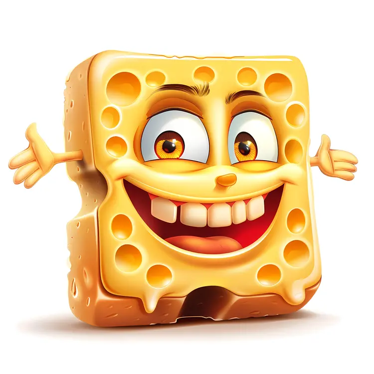Happy Square Cheese Cartoon