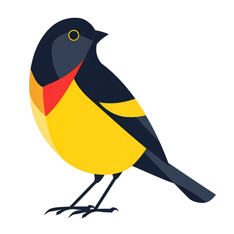 Vibrant Bird with Yellow and Red Feathers
