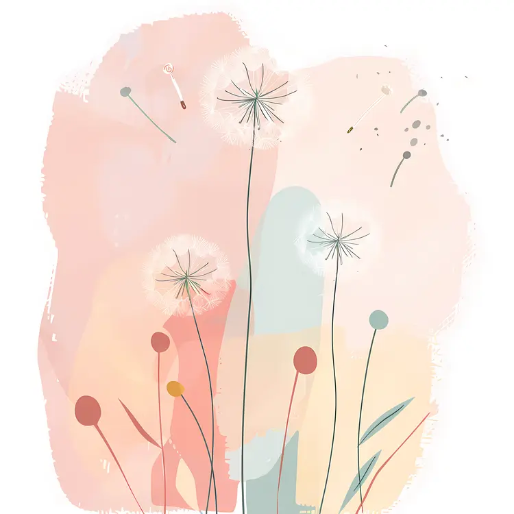 Delicate Dandelions on Pastel Background