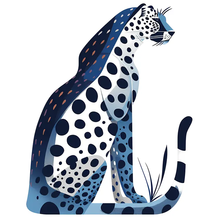 Stylized Blue Leopard Illustration