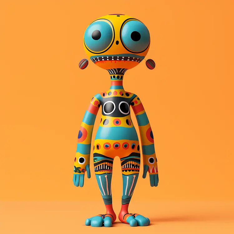 Colorful Alien Character with Patterns