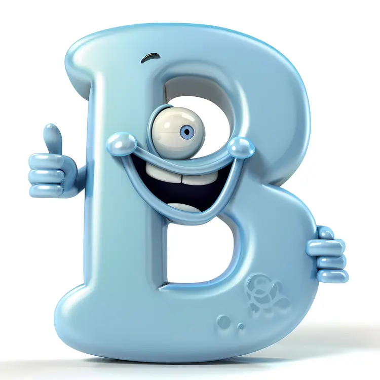 Cartoon Letter B with Thumbs Up