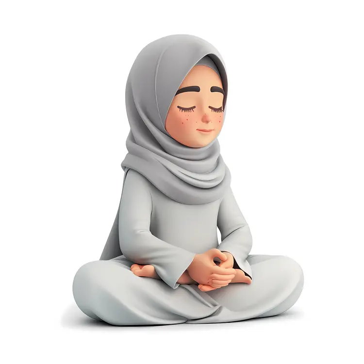 Girl in Grey Hijab Meditating
