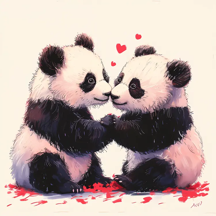 Pandas with Hearts