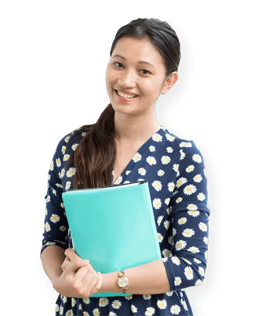 Smiling Woman Holding a Folder