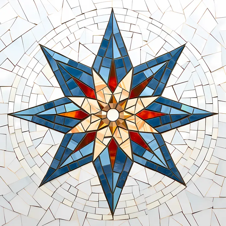 Blue and Red Mosaic Star