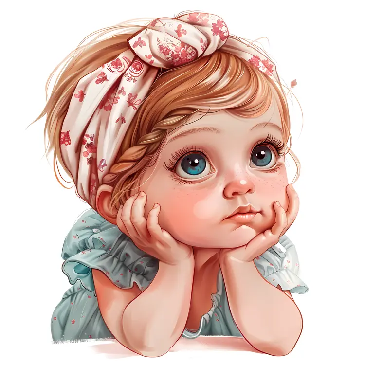 Thoughtful Baby with Floral Headscarf