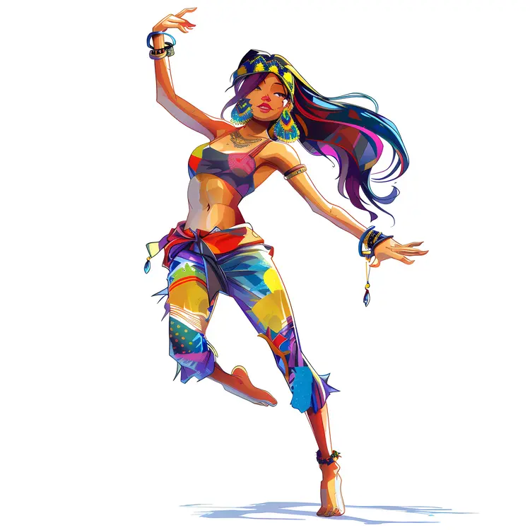 Energetic Colorful Dancing Woman