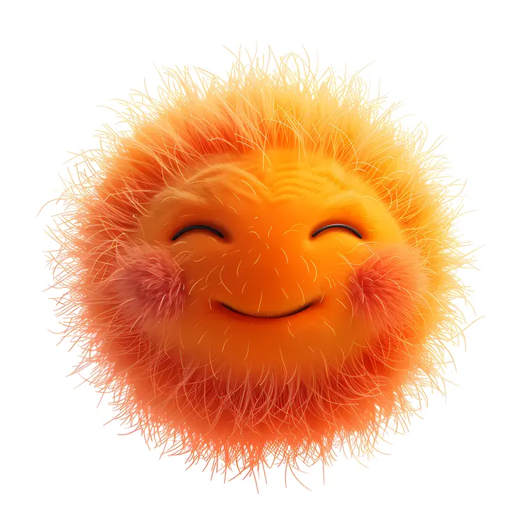 Happy Orange Fuzzy Ball Cartoon