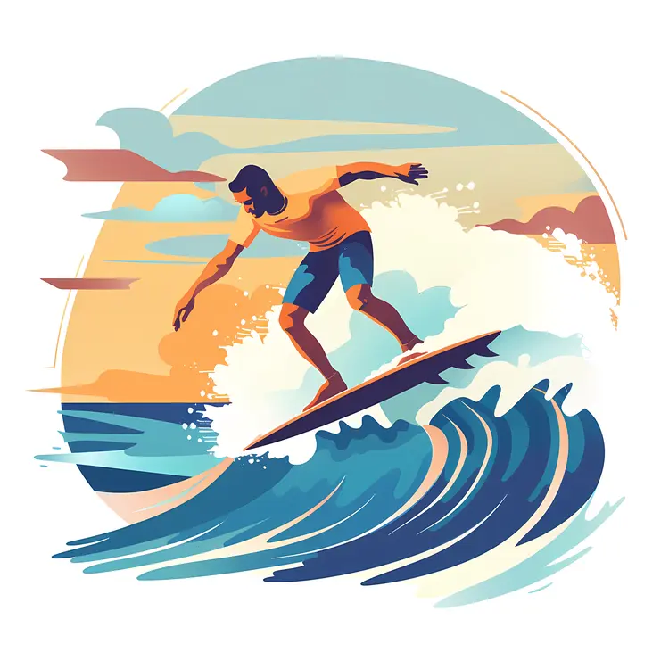 Surfer Riding a Wave in the Ocean