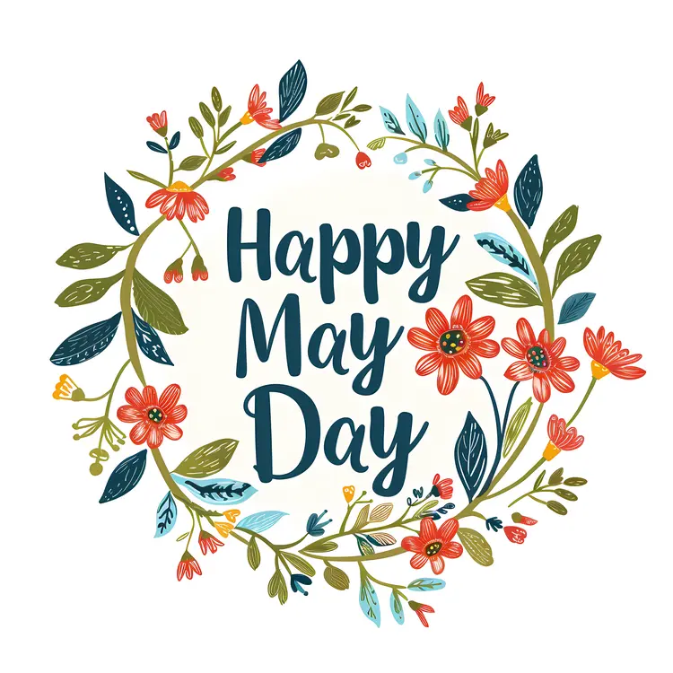 Happy May Day with Floral Circle