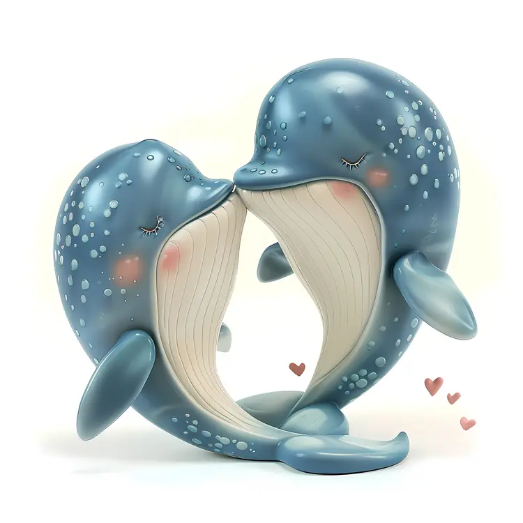 Two Cute Whales in Love