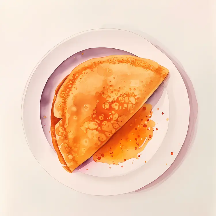 Crepes with Syrup on a Plate