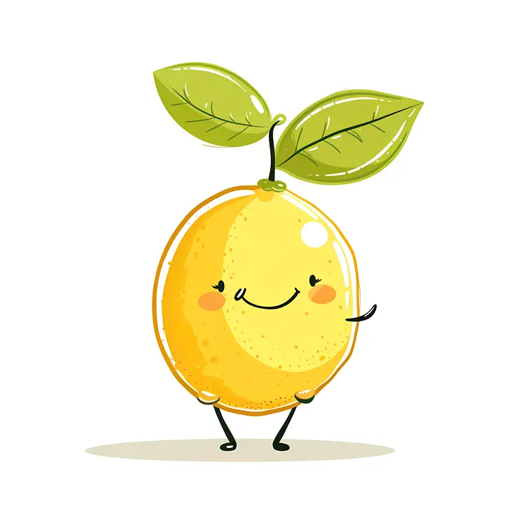 Cute Lemon with Leaf