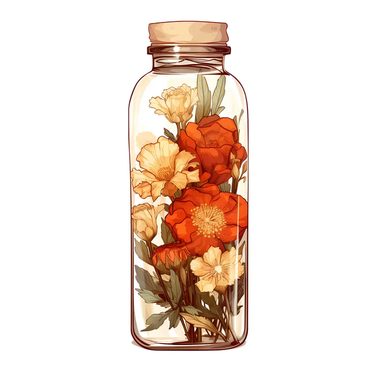 Elegant Flowers in a Glass Bottle