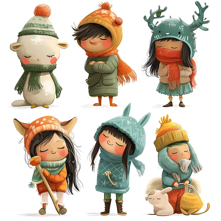 Cute Children in Winter Clothes