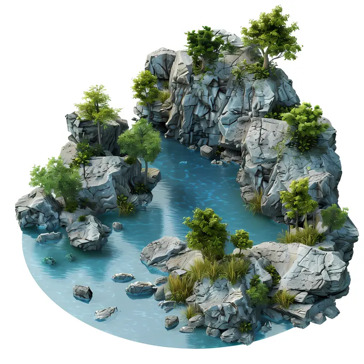 Rocky Pool with Trees