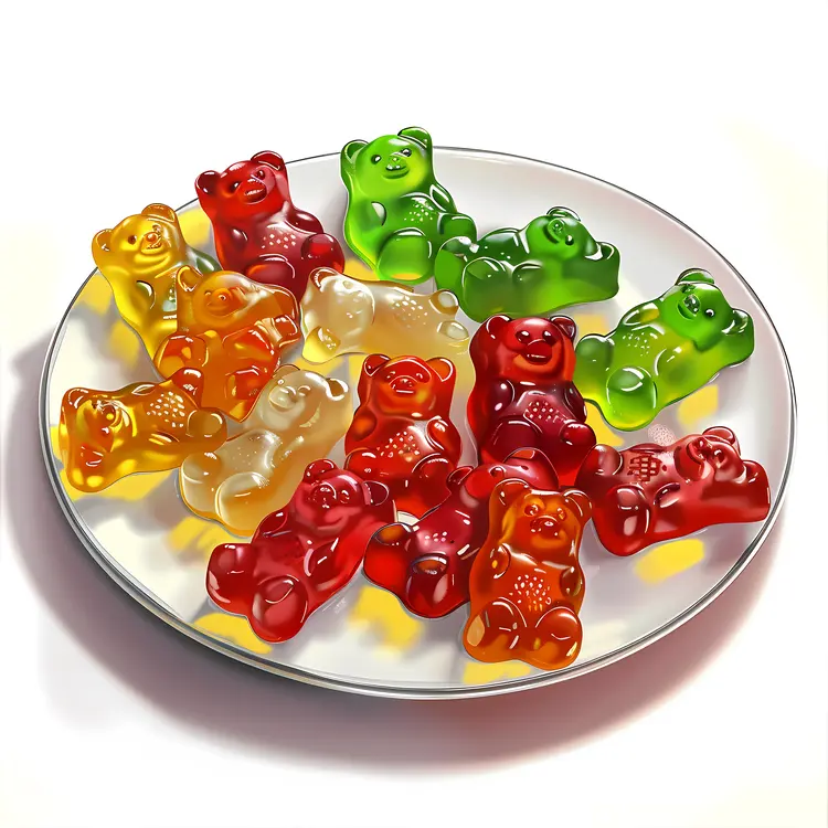 Colorful Gummy Bears on a Plate