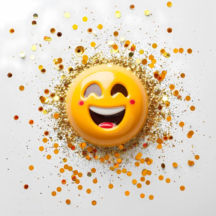 Smiling Emoji with Confetti