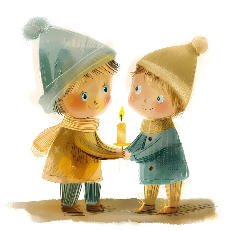 Two Children Sharing a Candle