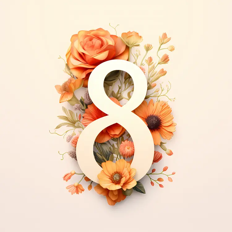 Floral Number 8 with Orange Flowers
