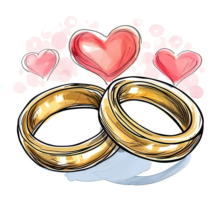 Romantic Gold Rings with Hearts