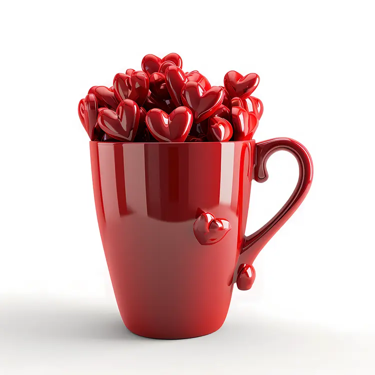 Red Mug with Hearts for Valentine's Day