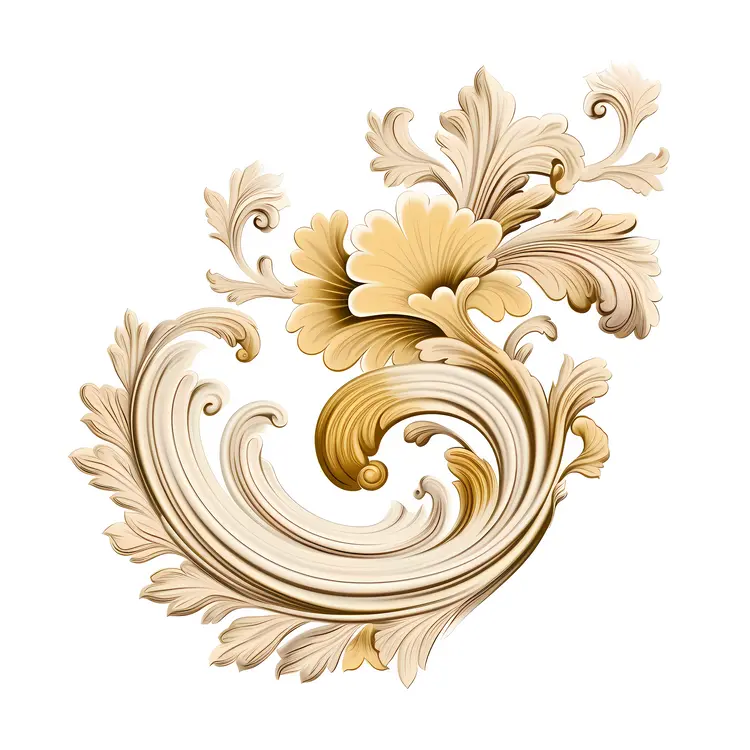 Intricate Gold and Beige Floral Ornament