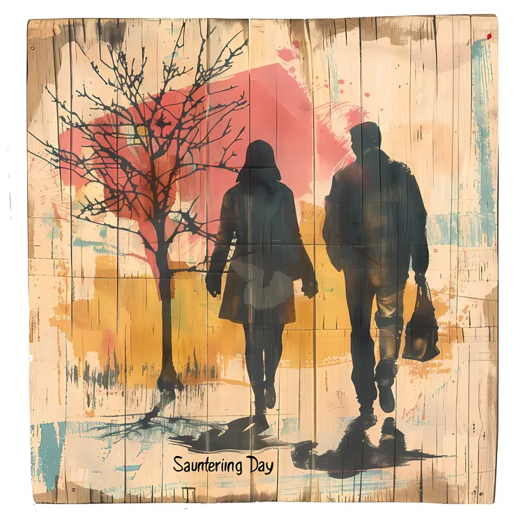 Sauntering Day Couple Silhouette