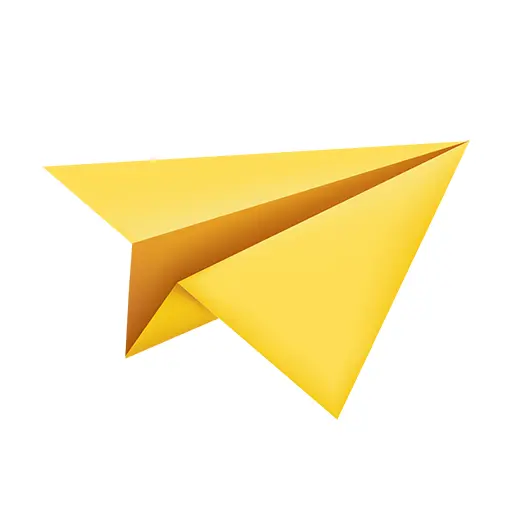 Yellow Paper Airplane in Origami Style