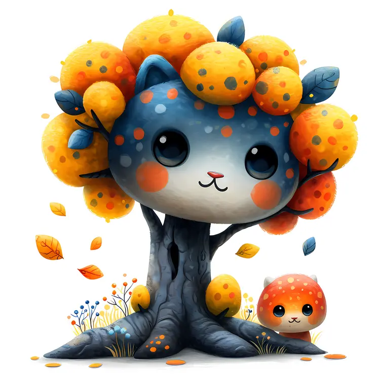 Cute Cat Tree in Autumn