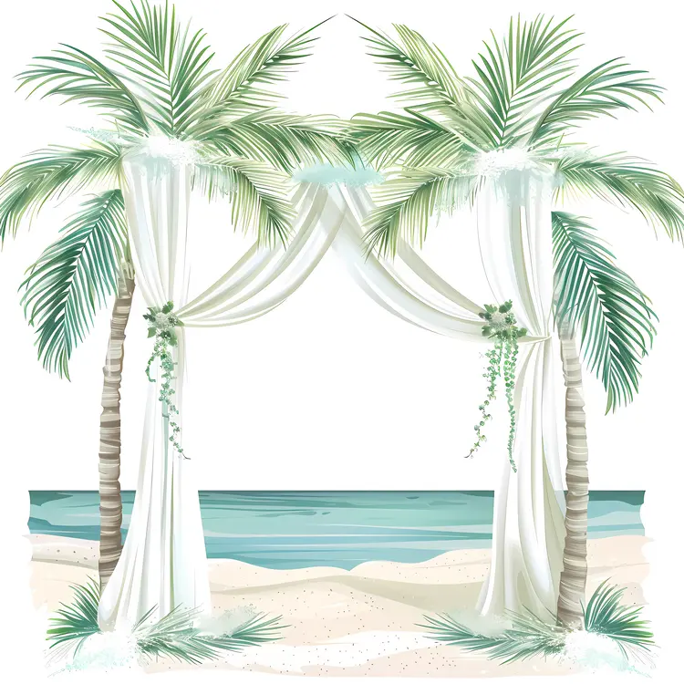Tropical Beach Wedding Arch with Palm Trees