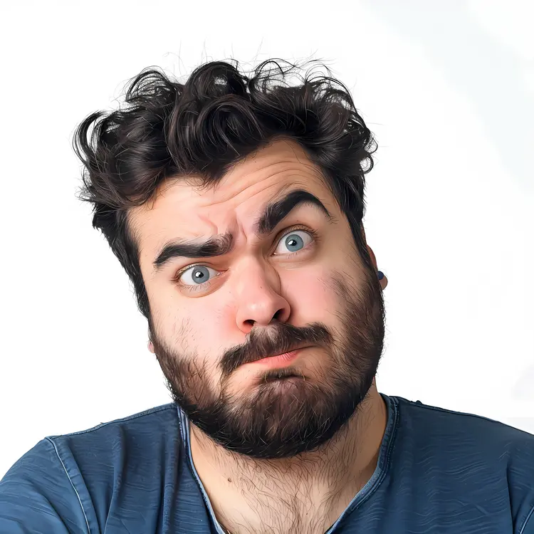 Bearded Man Making a Funny Face
