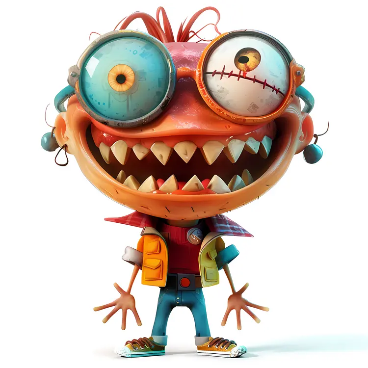 Quirky Cartoon Character with Big Glasses