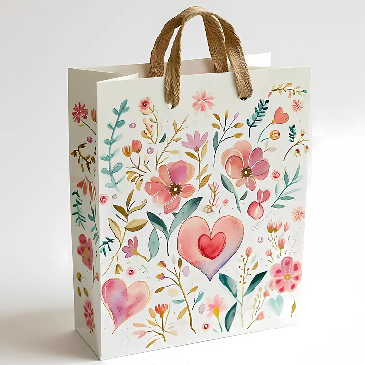Floral Heart Gift Bag for Valentine's Day