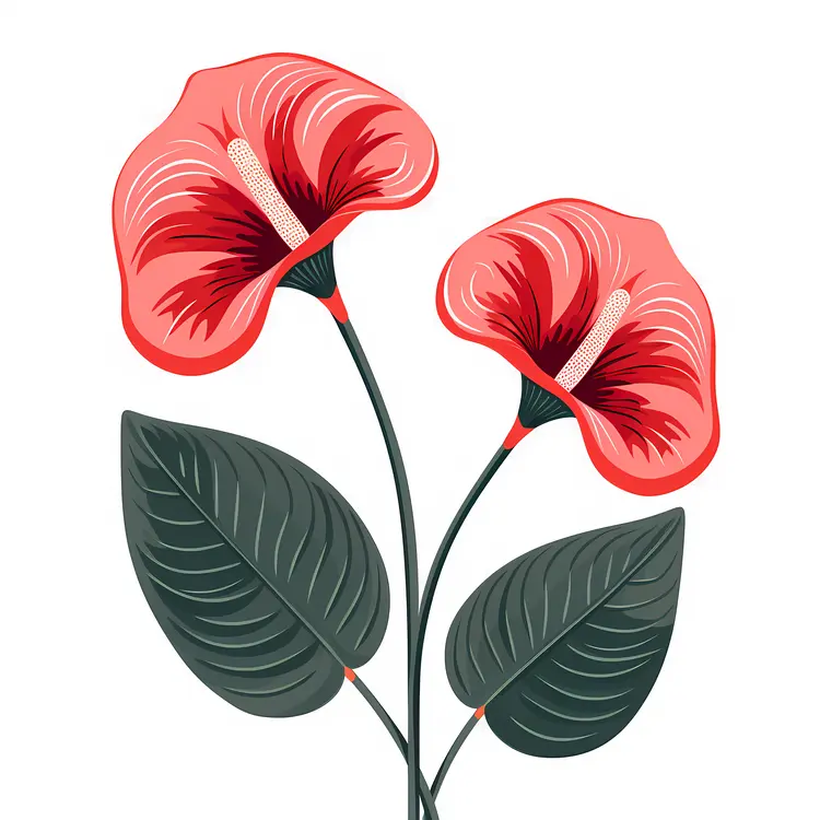 Beautiful Red Flowers with Green Leaves