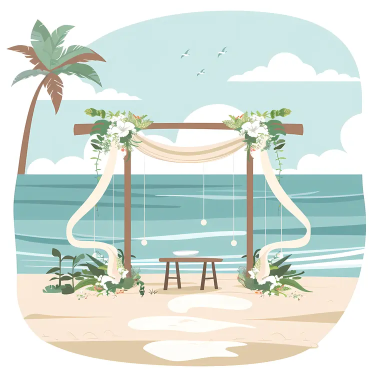 Relaxing Beach Swing with Palm Trees