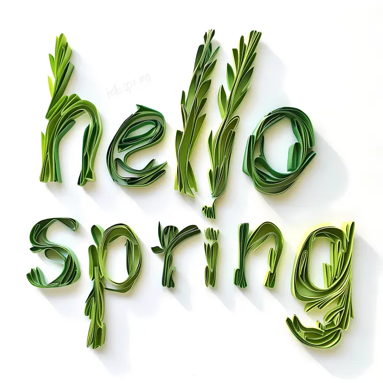 Leafy Hello Spring Text