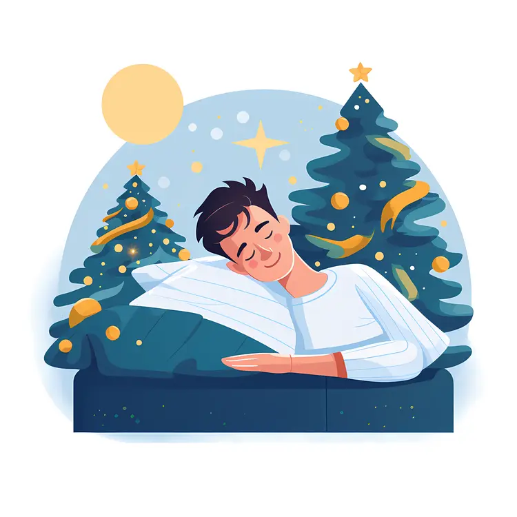 Person Sleeping in a Christmas Decorated Room