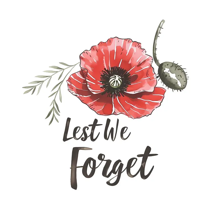 Red Poppy with Lest We Forget
